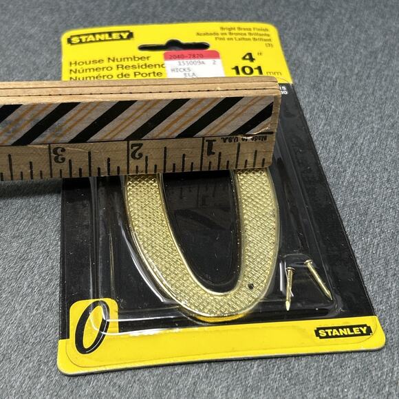 Vintage 2002 Stanley House Number ZERO 0 Brass Finish 4" NOS USA Packaged - Picture 6 of 9